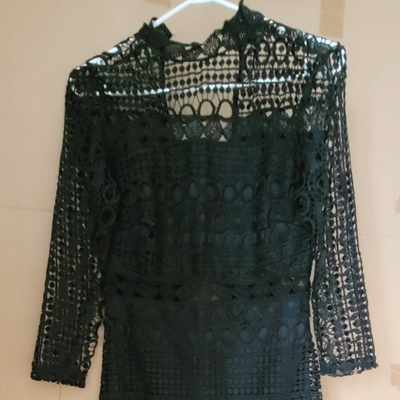 Women's Sexy Black Lace Hollow Mini Cocktail Party Dress - US XS - Picture 5 of 6